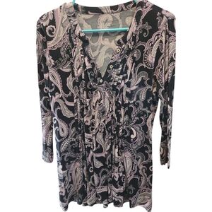 Croft & Barrow Paisley Print Women's Top - Black and Pink SZ S